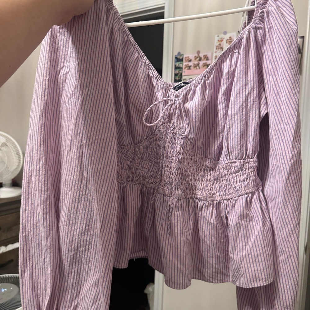ARULA Lilac Striped Blouse